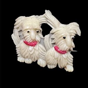 Vintage 1930s Double Scottie Dog Celluloid Brooch with all original paint